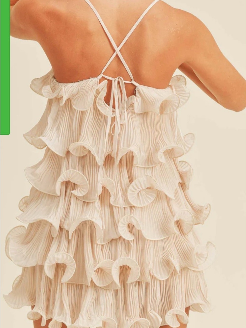 PLEATED LAYERED RUFFLE MINI DRESS - Picture 2 of 5